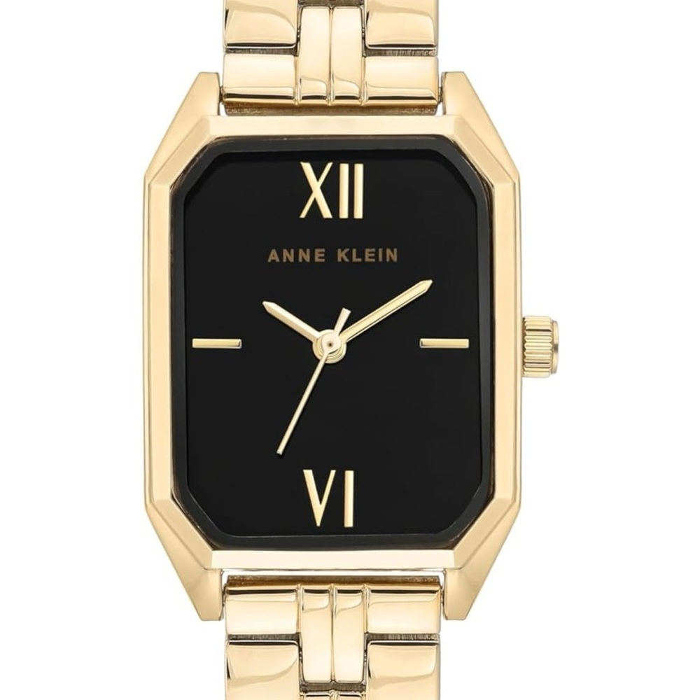 Anne Klein Black Dial Gold Bracelet Watch